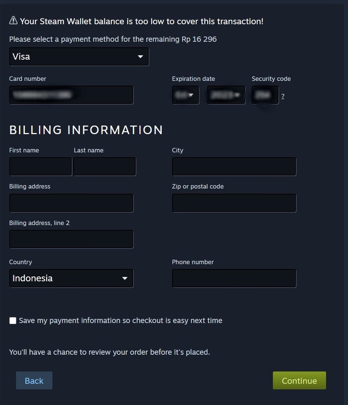 Steam Buy Billing