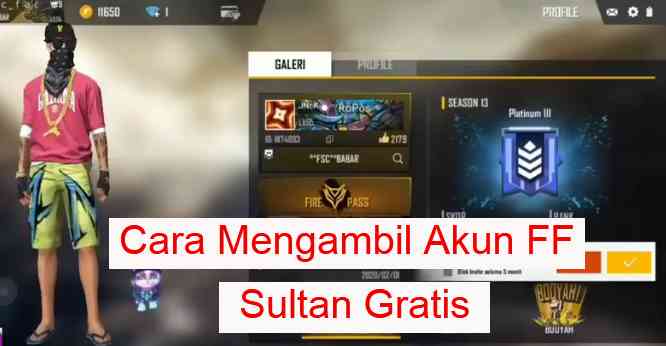 how to get ff sultan account 